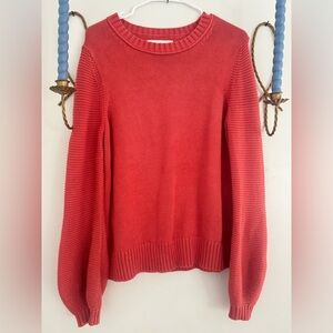 LOFT Vibrant coral Crew Neck Sweater 100% cotton